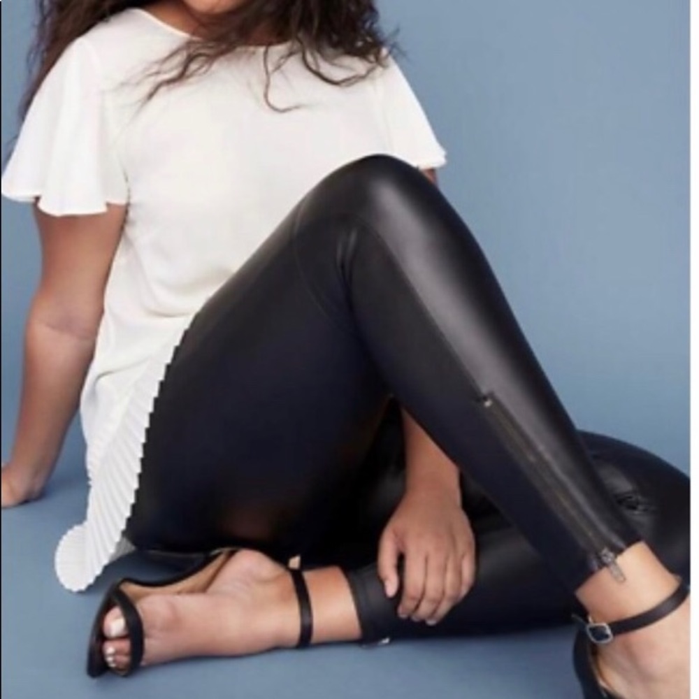 Lane Bryant Faux Leather Leggings with Ankle Zip